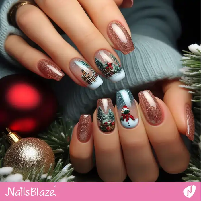 A Snowy Day Nail Design | Christmas Nails - NB1682
